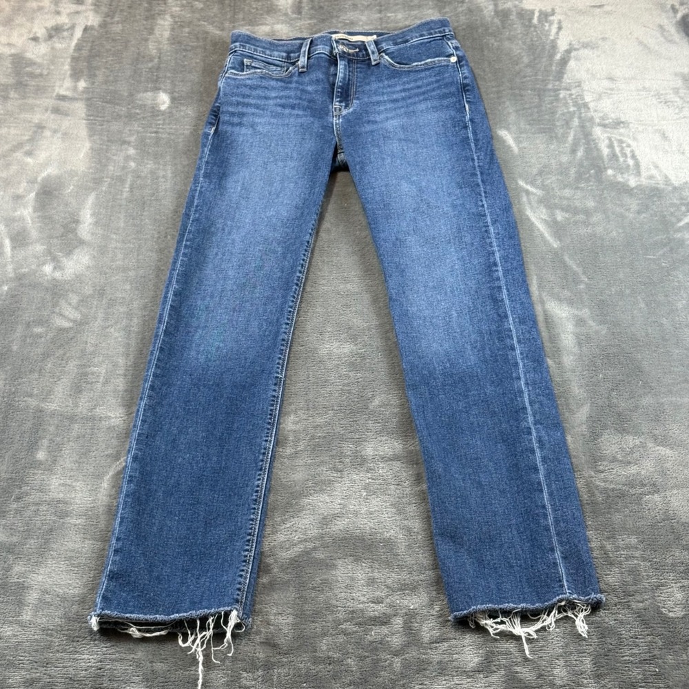 Hudson Nico Park City Straight Leg Jeans Medium Wash Raw Hem 25 TDFPKC1297-PKC